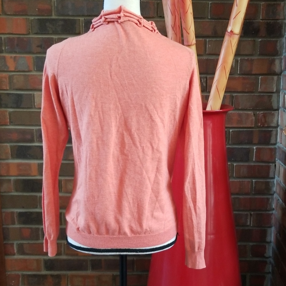 Talbots Ruffled V Neck Button Down Cardigan - Picture 3 of 7